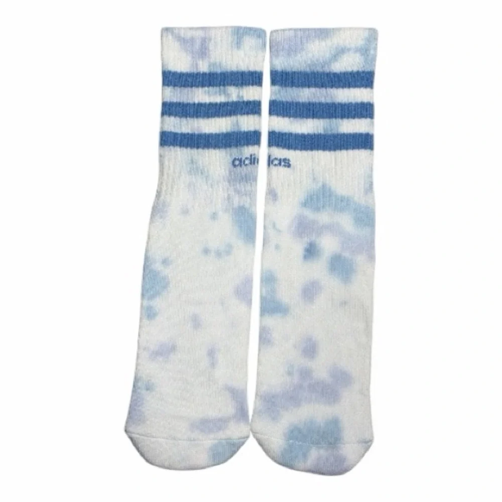 Adidas 3 Stripes Blue Color Wash Socks Size Small
